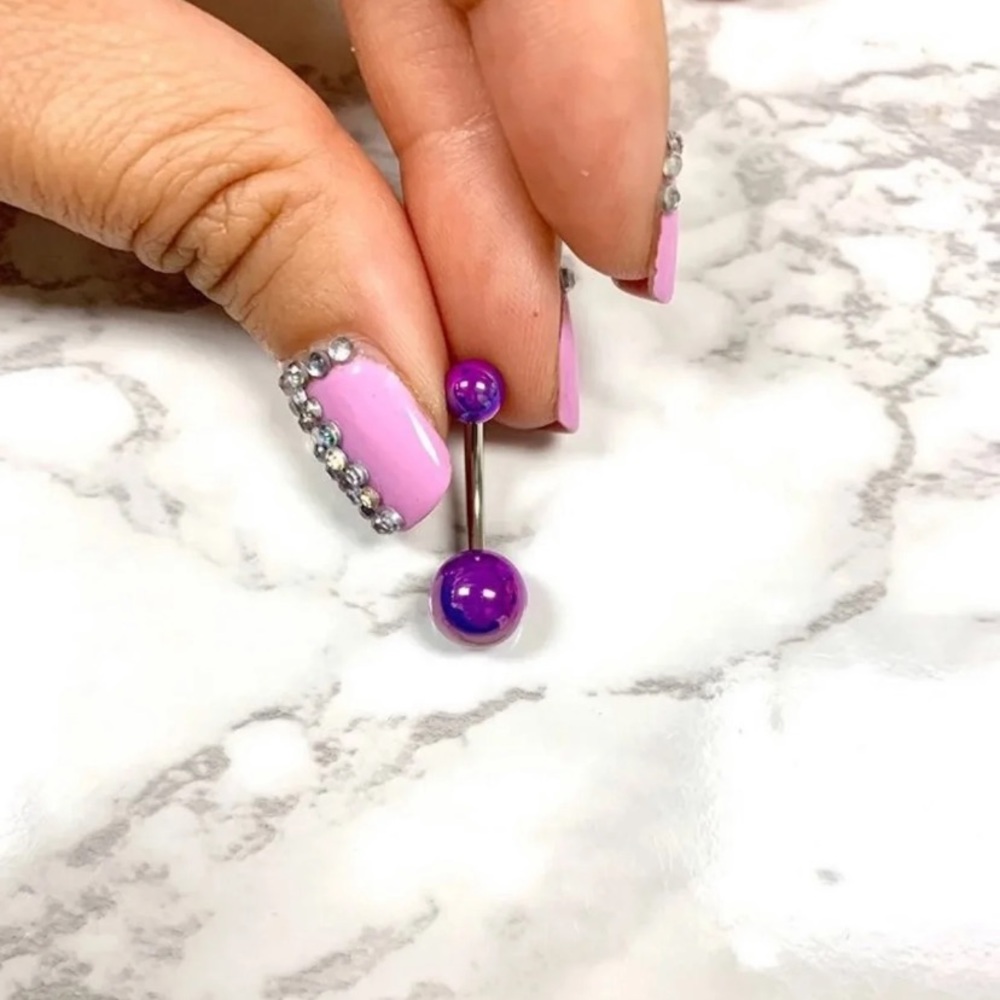 Purple marble belly ring